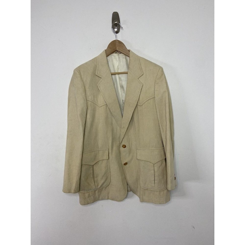 Vintage Westerner Men 42 M Corduroy Blazer Sports Coat Western Rodeo Beige‎